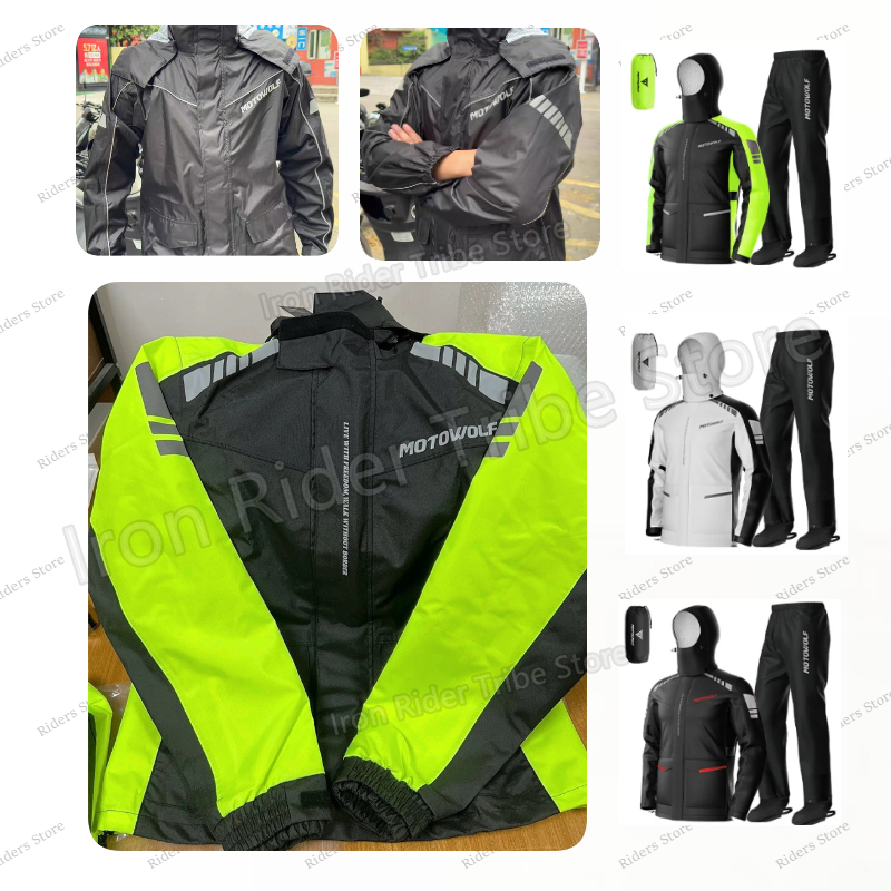 Cycling Commuter Rain Jacket - Motowolf Wasserdichte Reflektierende Motorrad-Regenjacke Leichte Biker-Regenbekleidung