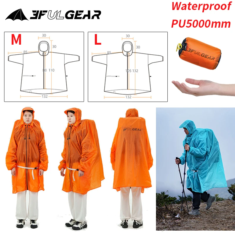 Cycling Rain Jacket Commute - 3F UL GEAR Regenmantel mit Reißverschluss,