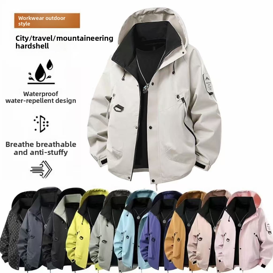 Cycling Rain Jacket Commute - UPF50+ Unisex Regenmantel Wandern Camping Trekking