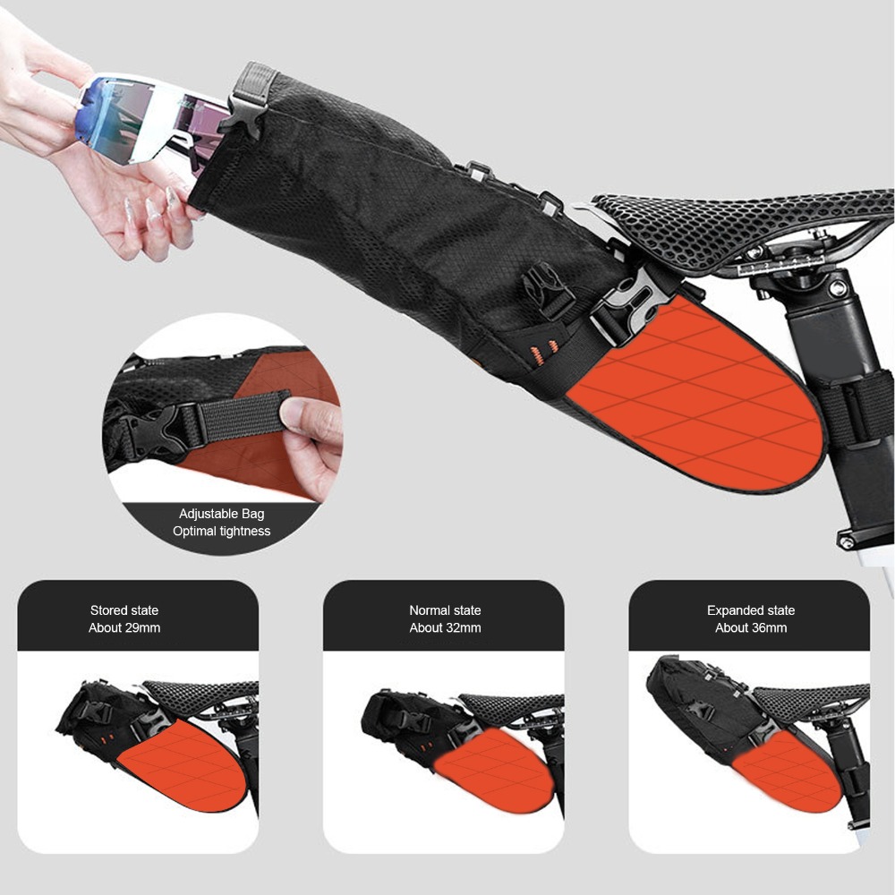 Saddle Bag Under Seat - Multifunktionale Fahrrad-Satteltasche, regenfest, 5,8 l Fassungsvermögen,