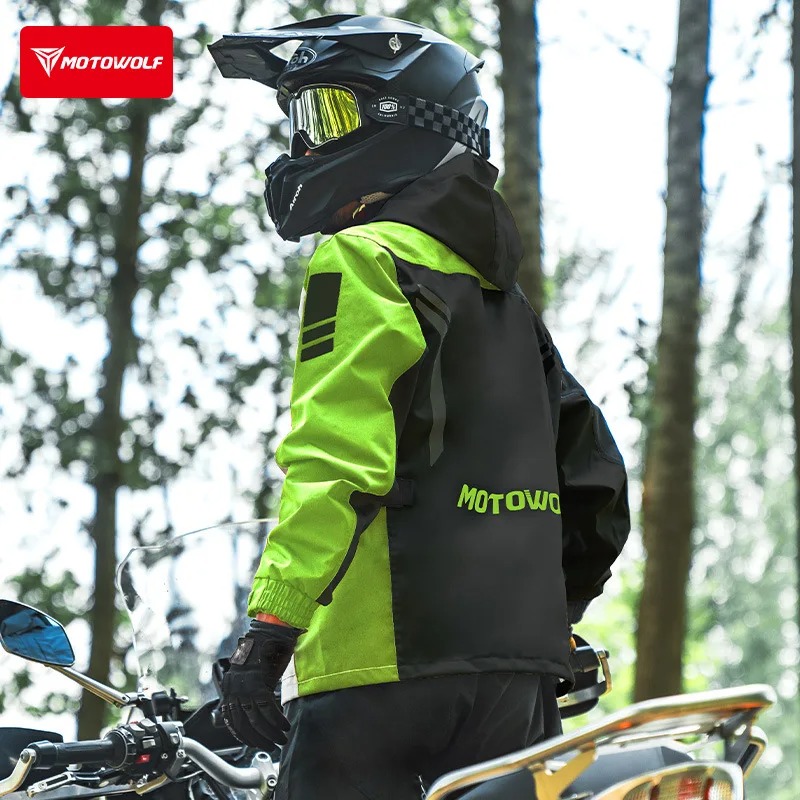 Cycling Commuter Rain Jacket - Motowolf Reflektierende Motorrad-Regenjacke, wasserdicht, Radfahren, Wandern,