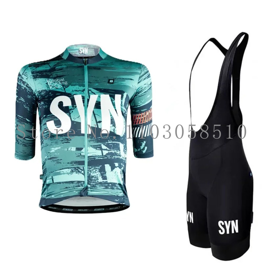 Cycling Community - SYN Jersey Herren-Trägerhose mit Schwammpolsterung, Radsport-Anzug-Set,