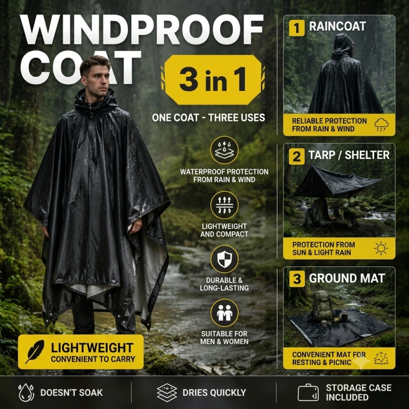 Regenponcho mit Kapuze für Erw – Cycling Rain Jacket Commute Bewertung und Preis
